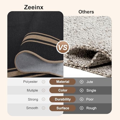 Zeeinx 5x7 Scalloped Rug Easy Jute Washable Outdoor Patio Rug