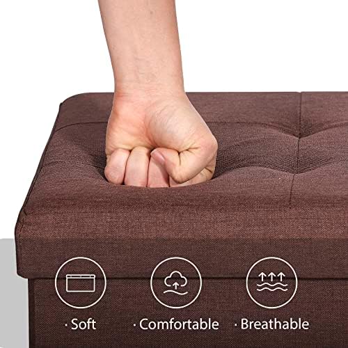 SUPER DEAL 43 Inches Foldable Storage Ottoman Bench - 660 LBS Collapsible Spa...