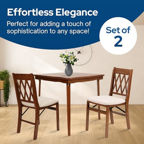 Stakmore Lattice Back Wooden Folding Chairs with Padded Seats, Set of 2 - No ...