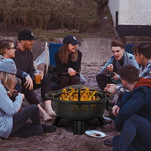 Hykolity 2 in 1 Fire Pit with Grill, Large 31" Wood Burning Fire Pit wit...