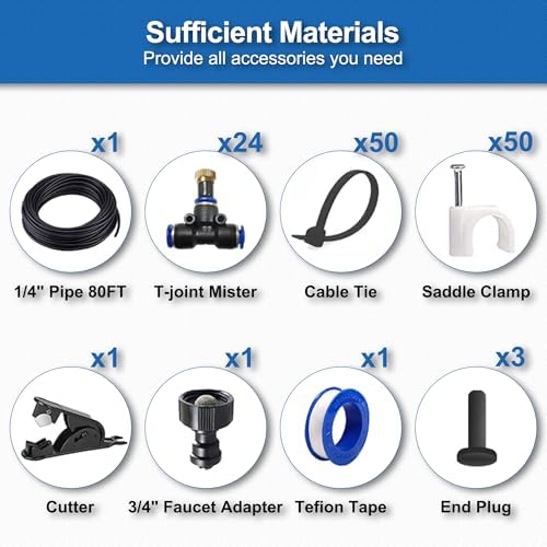 Misters for Outside Patio, 80FT|24M Outdoor Water Misting Cooling System.