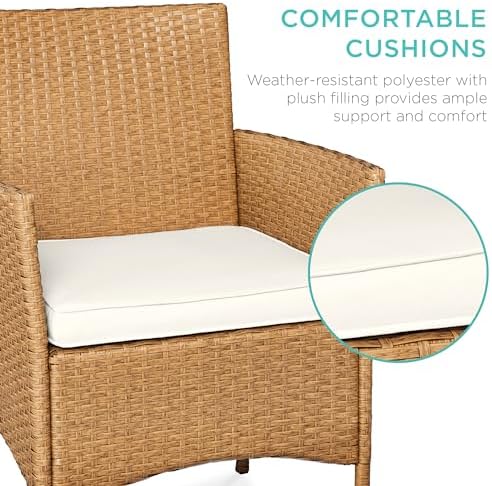 Best Choice Products 3-Piece Outdoor Wicker Conversation Bistro Set, Space Sa...