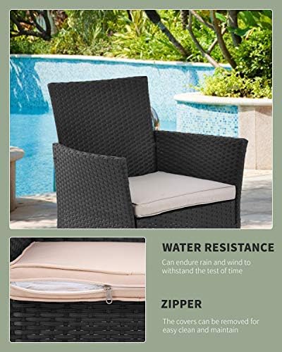 PayLessHere 3 Piece Furniture Patio Chairs Wicker Outdoor Rattan Conversation...