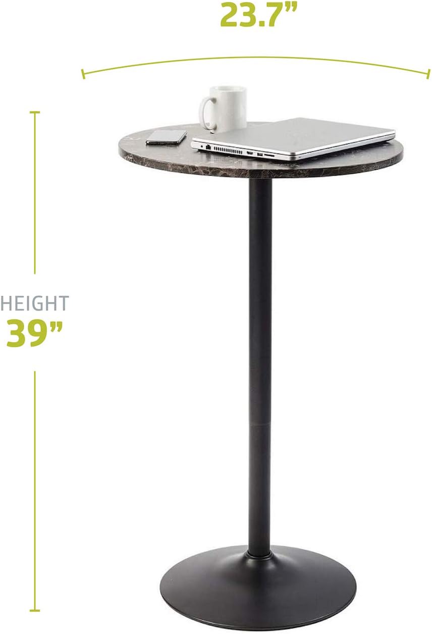 Pearington Lucia Round Cocktail Bar, Pub, and Bistro Table with Faux Marble T...