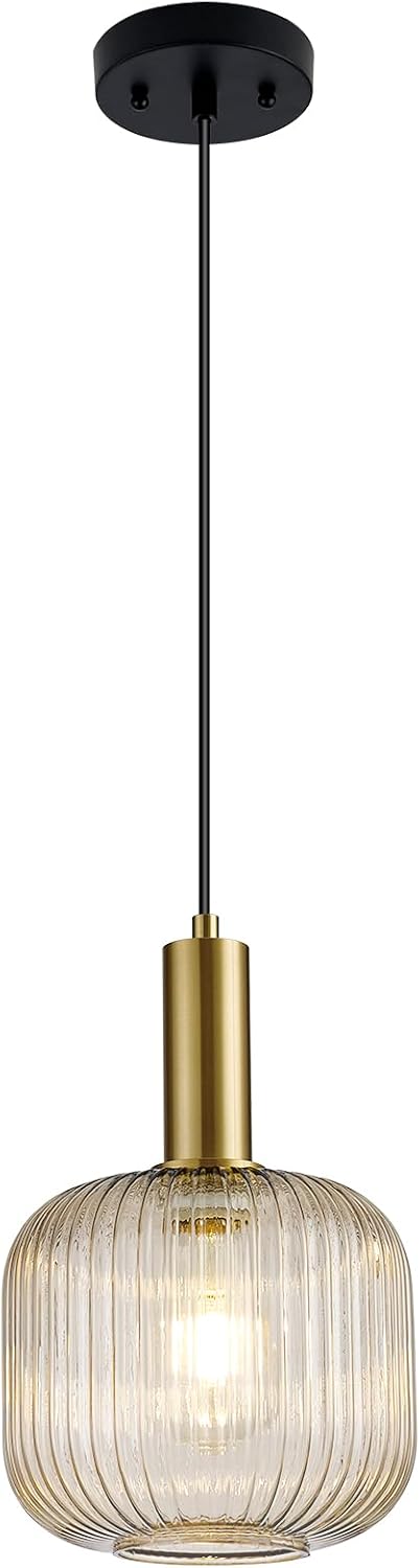 8 Inch Amber Glass Pendant Lights Small Modern Chandelier Pendant Lighting Mi...
