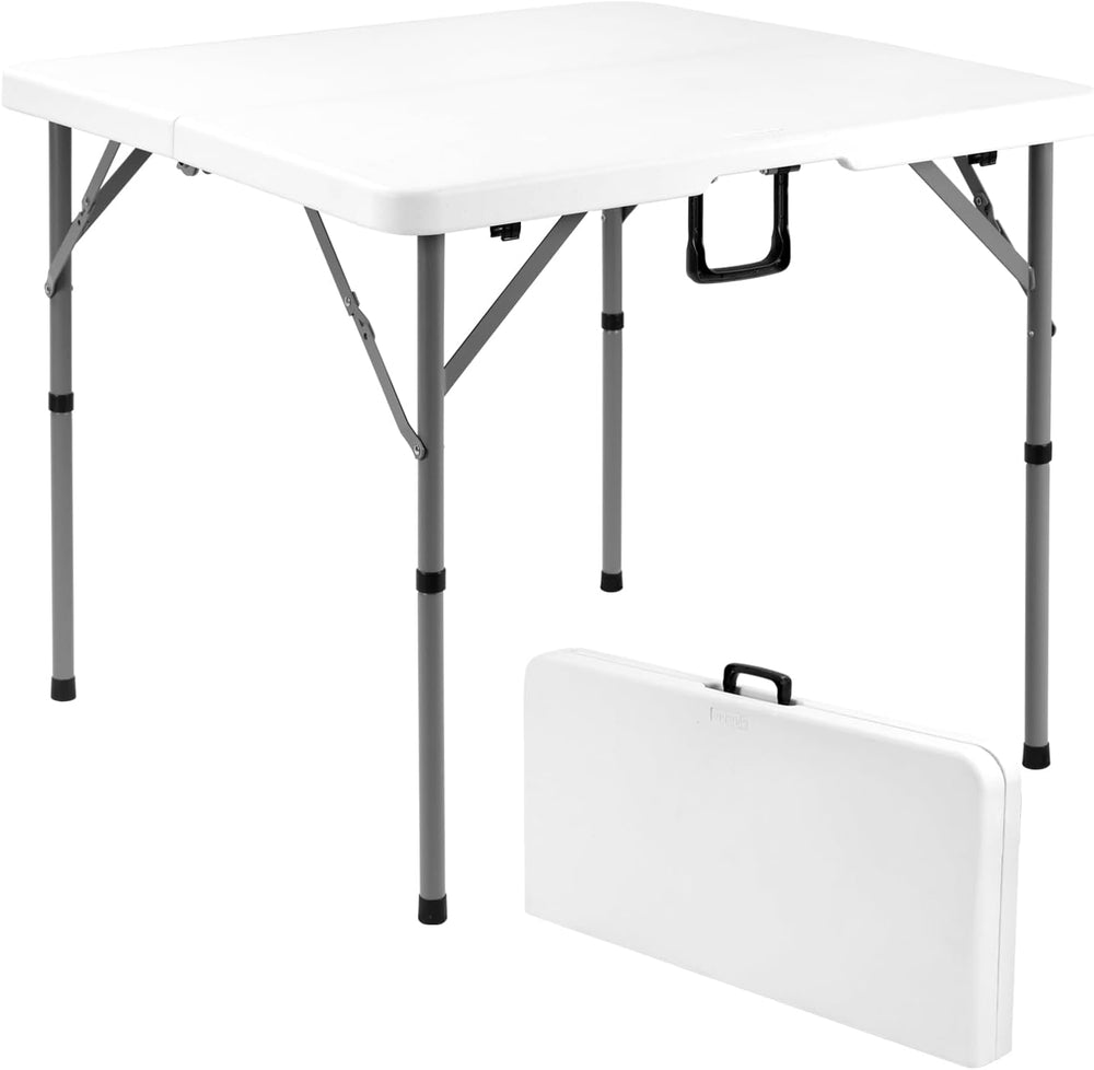 34" Folding Card Table,Square Portable Heavy Duty Plastic Game Table,White