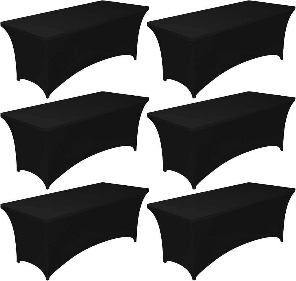 Pureegg Spandex Tablecloth 6ft - 6 Pack, Fitted and Stretch Table Cover for R...