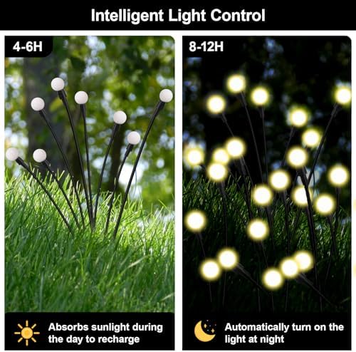 Solar Firefly Lights Outdoor Yard Garden Decor Warm White 6 Pack
