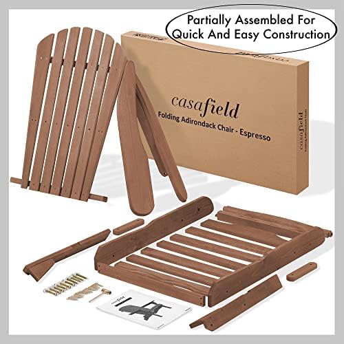 Casafield Folding Adirondack Chair, Cedar Wood Outdoor Fire Pit Lounge Chairs...