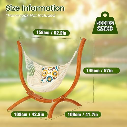 Premium Wooden Hammock Stand only (500 lbs/226kg), Sun Protection & Rain ...