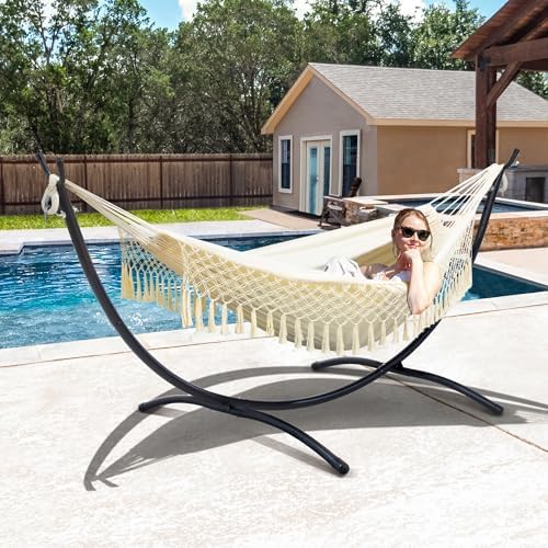 SUNCREAT Portable Outdoor Hammock with Stand Included, Double Hammock with Ta...