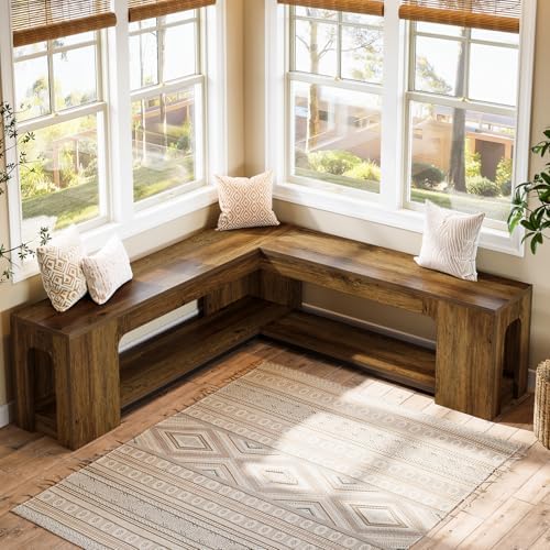 Tribesigns L Shaped Corner Bench with Removable Seat Cushion, 47.24" Far...