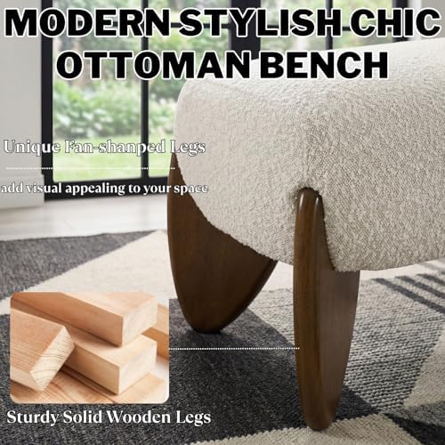 CIMOTA Modern Entryway Bench, Boucle Bedroom End of Bed Bench, Beige