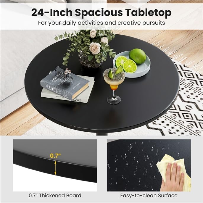 ERGOMASTER Cocktail Table,Two-in-one Modern Style Standing Circular Bar Table...