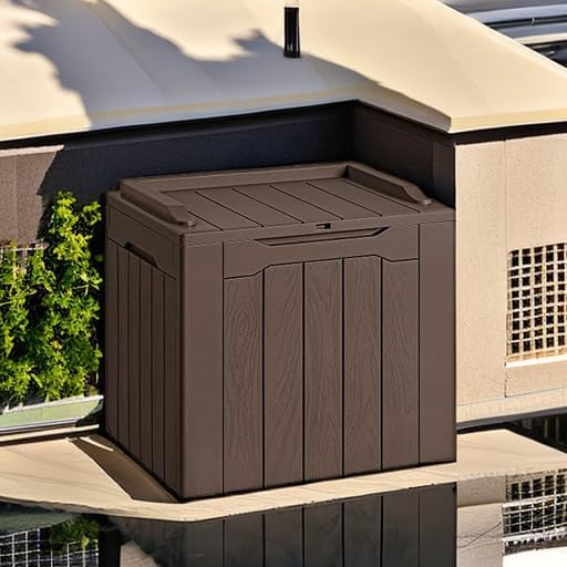 Devoko 30 Gallon Resin Deck Box Outdoor Indoor Waterproof Storage Box for Pat...