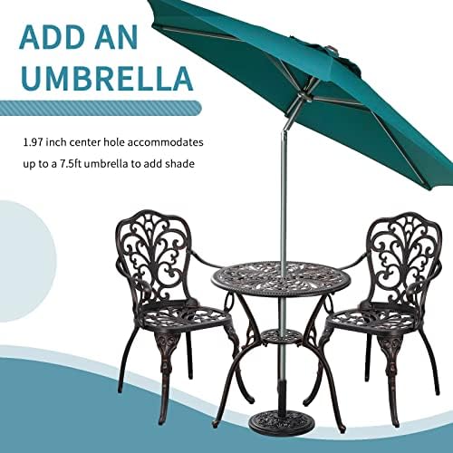 Outdoor Bistro Table and Chairs Set of 2 Cast Aluminum Patio Bistro Set with ...