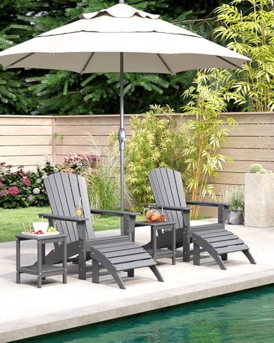 BRIOPAWS Oversized-Adirondack-Chairs-Set-of-6 | HDPE | All Weather | Grey