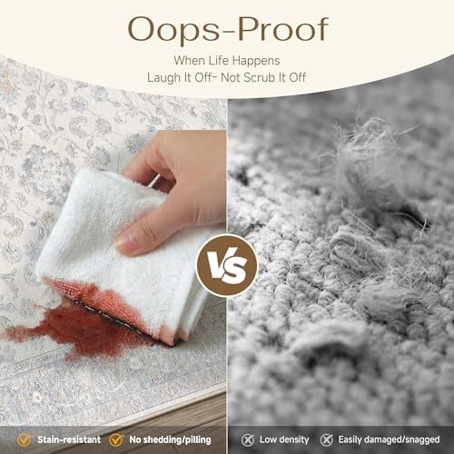 8x10 Blue Area Rug Washable Neutral Carpet