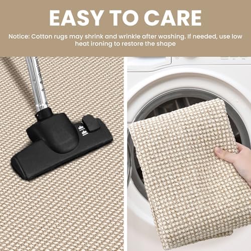 IOHOUZE Washable Area Rug 3x5 Non Slip Rubber Backed Woven Rugs for Entryway ...