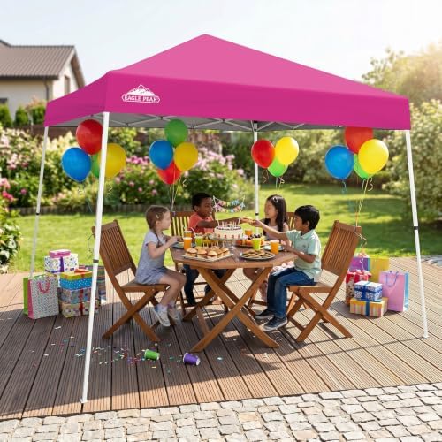EAGLE PEAK 10x10 Slant Leg Pop Up Canopy Tent, Pink