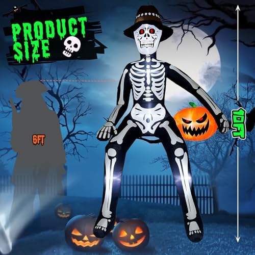 10 ft Inflatable Skeleton Halloween Decor Outdoor, Blow Ups Giant Skeleton