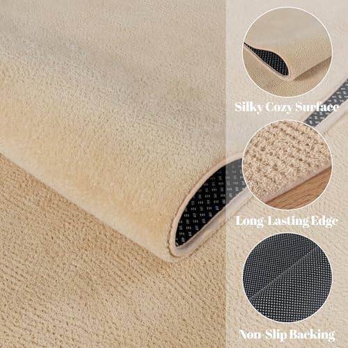 qulint Tan Hallway Rug 2x8, Modern Bedroom Runner Rug Non Slip Soft