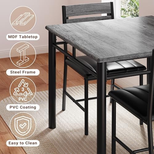 IRONCK Dining Table Set for 2, Gray