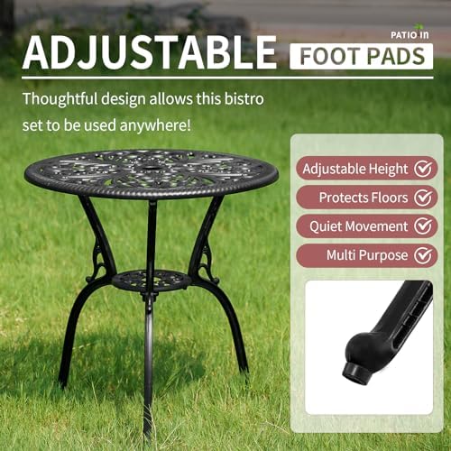 Outdoor Bistro Table and Chairs Set of 2, Outdoor Bistro Set 3 Piece with Umb...