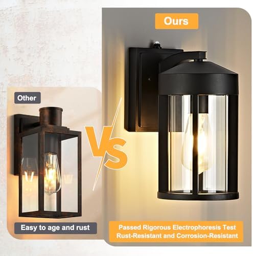 OKELI Dusk to Dawn Outdoor Lights Fixture Wall Mount–Modern Geometric Industr...