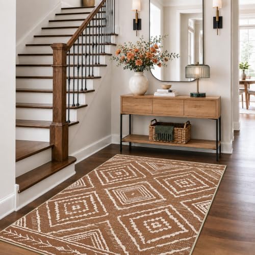 BESTSWEETIE 5'x7' Washable Area Rug for Living Room Bedroom Yellowbrown