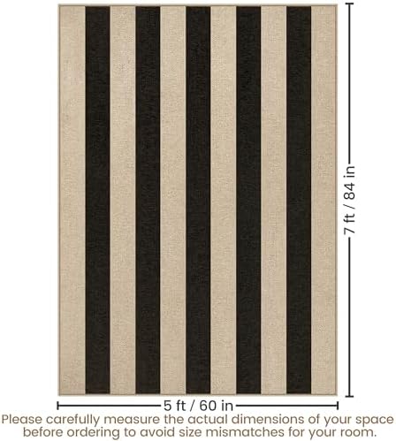 Washable 5x7 Modern Striped Easy Jute Indoor Outdoor Rug for Living Room