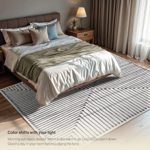 GLN Rugs Washable Modern Area Rug 5x7 Living Room, Geometric Bedroom Rug