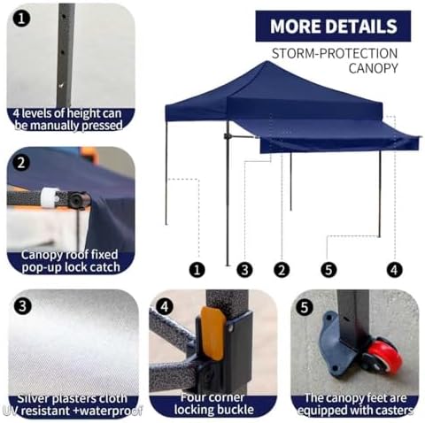 10x10 Pop up Canopy Tent with Awning Easy up Canopy with Wheel Bag Heavy Duty...