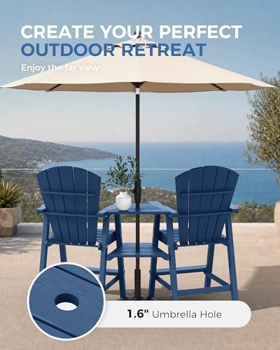 Ciokea Tall Adirondack Chairs Set of 2 with Connecting Trays, Navy Blue