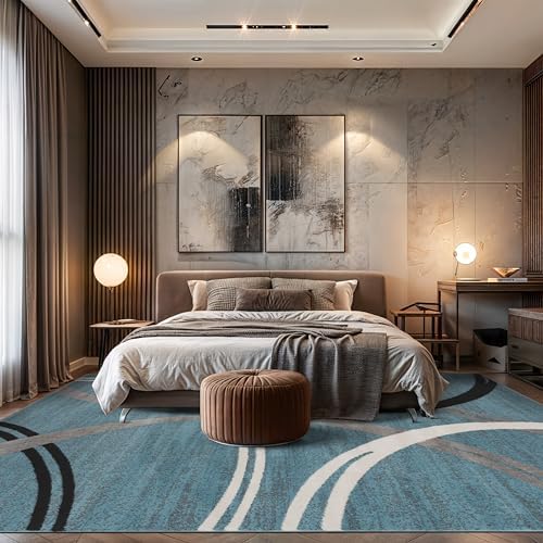 Rugshop Wavy Circles Modern Fade-Resistant Area Rug Blue 8'8" x 12'