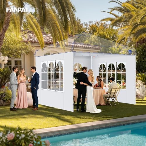 FANPAT Church Sidewalls for 10x10 Pop Up Canopy, White(3Pcs Sidewalls Only)