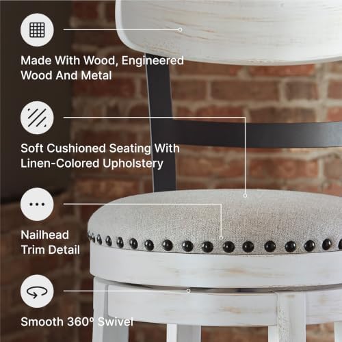 Signature Design by Ashley Valebeck Swivel Counter Height Bar Stool, White