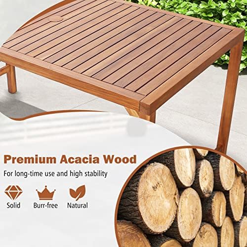 Tangkula 67" Acacia Wood Outdoor Dining Table for 6, Rectangle 6-Person ...