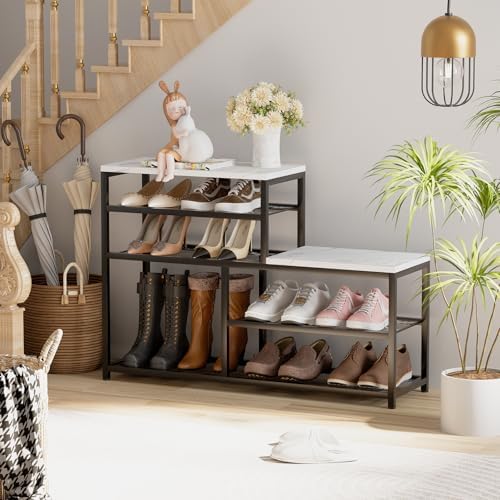 Shoe Rack Bench for Entryway,Free Standing Shoe Storage Organizer for Front D...