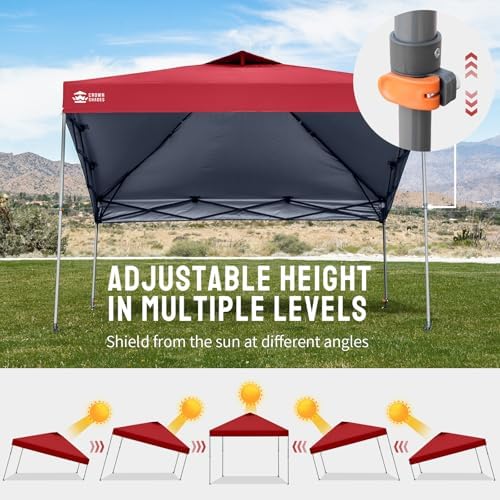CROWN SHADES 10x10 Pop Up Canopy Tent,Outdoor Canopy, Red