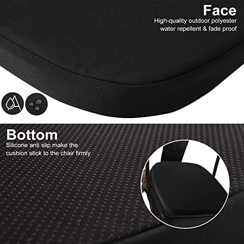 GUEGLSA Outdoor Metal Chair Seat Cushions 14x14 inch, Waterproof Non Slip Din...