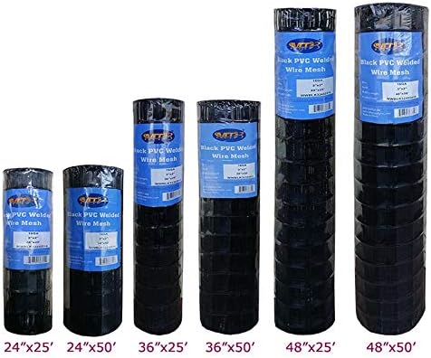 Black PVC Coated Welded Wire Mesh Garden Economy Fence 24 Inch x 50 Foot-3 In...