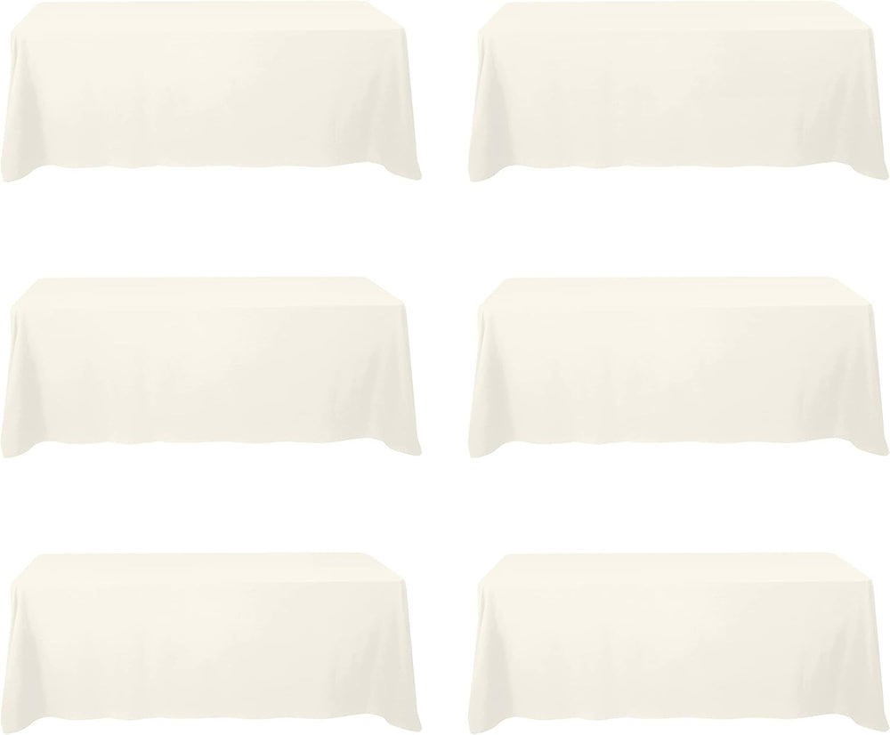 BRILLMAX 6 Pack Ivory Tablecloths 90x156 Inch for 8ft Rectangle Tables
