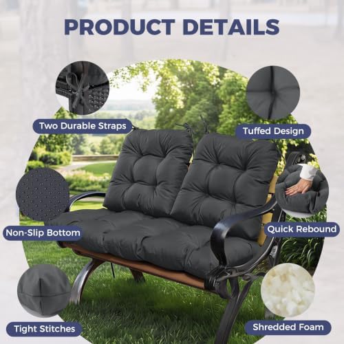 Wicker Chair Cushions of 3 Pieces, Waterproof Cushions for Patio Furniture, T...