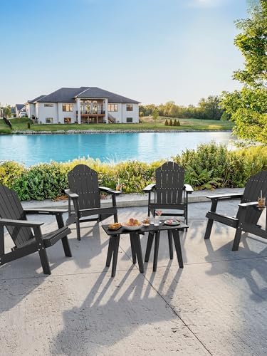 Homejoy HDPE Outdoor Side Table,Small Outdoor Table for Patio, Black