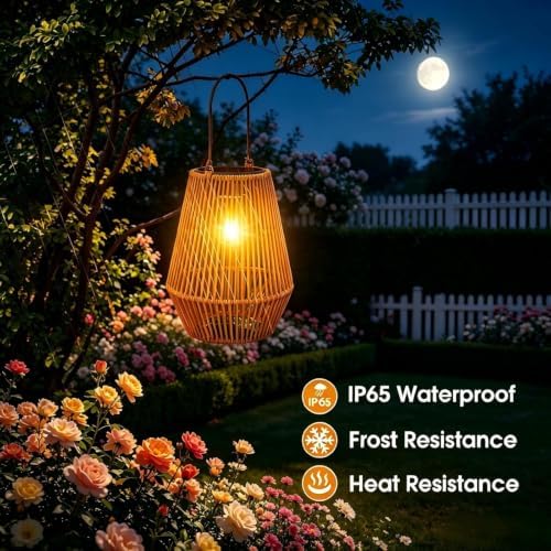 Solar Lanterns Outdoor Waterproof, Solar Lights Outdoor 2 Pack