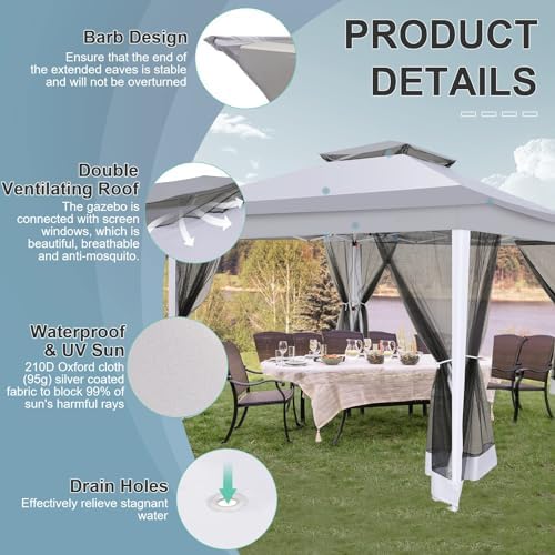 COBIZI 12x12 Pop up Gazebo on Clearance with Mosquito Netting, Carpas para Pa...
