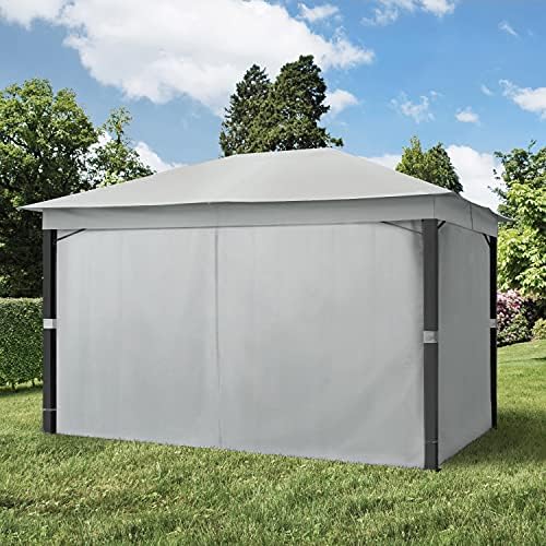 TOOLPORT 10x13 ft Gazebo with 4 Curtains, Gray