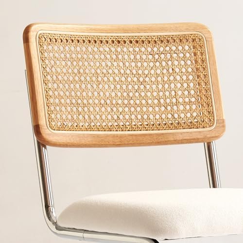 GrandNoor Natural Rattan Counter Height Stools Set of 2 with Solid Wood Back,...