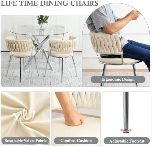Modern Minimalism Circle Dining Table Set of 4, 36'' Round Tempered G...